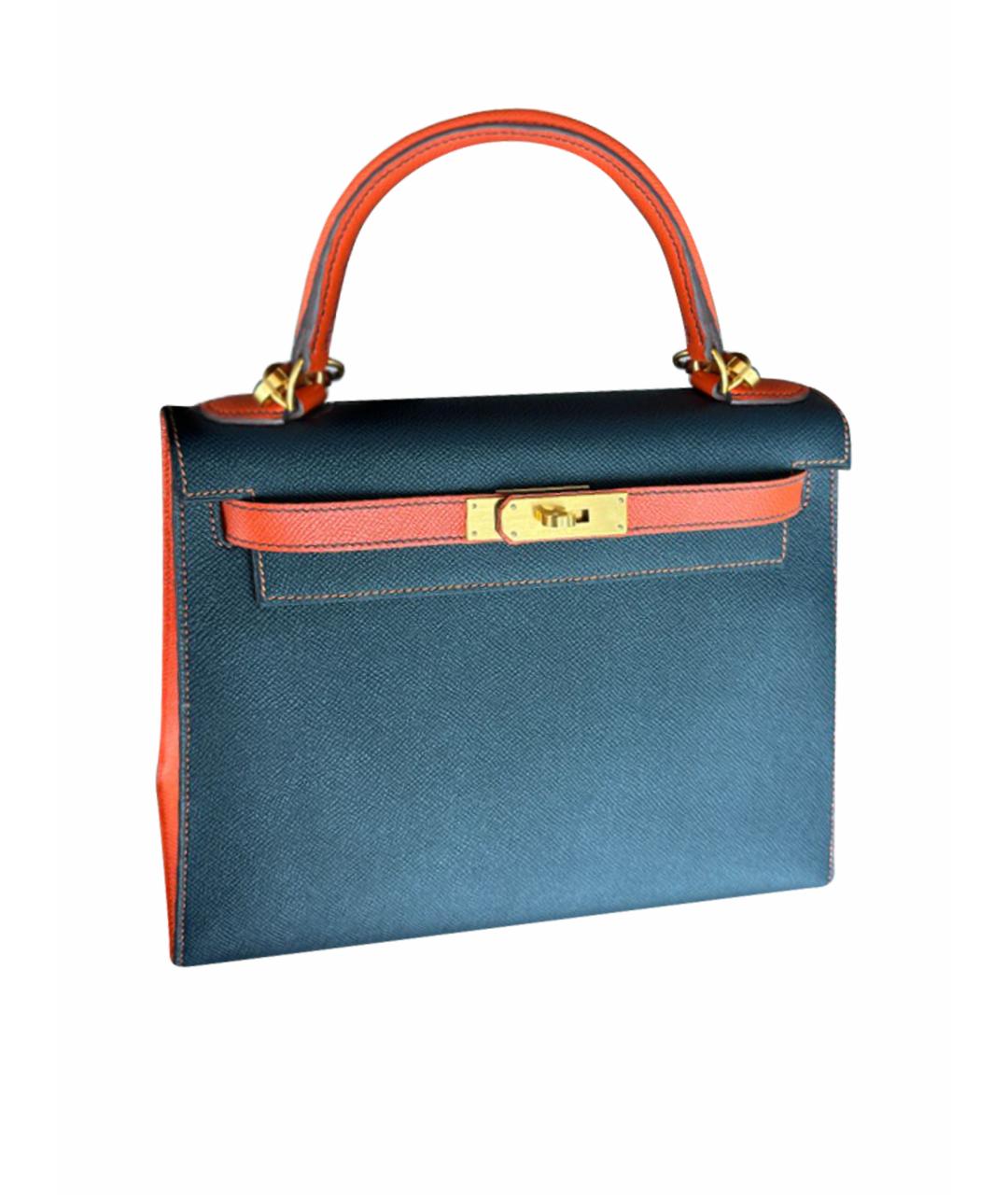HERMES Темно-синяя кожаная сумка через плечо, фото 1