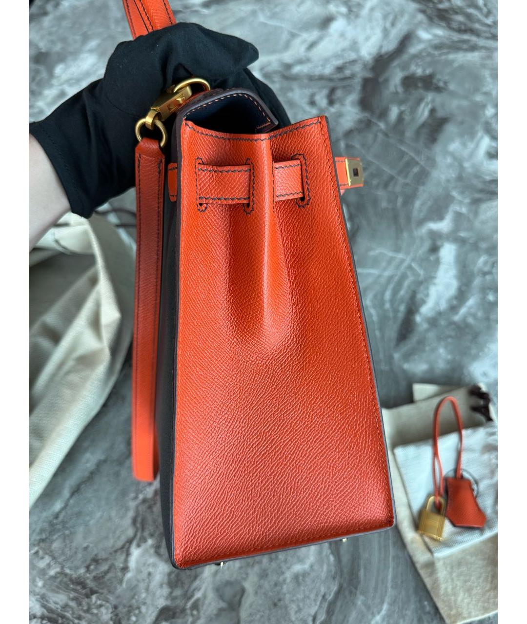 HERMES Темно-синяя кожаная сумка через плечо, фото 4