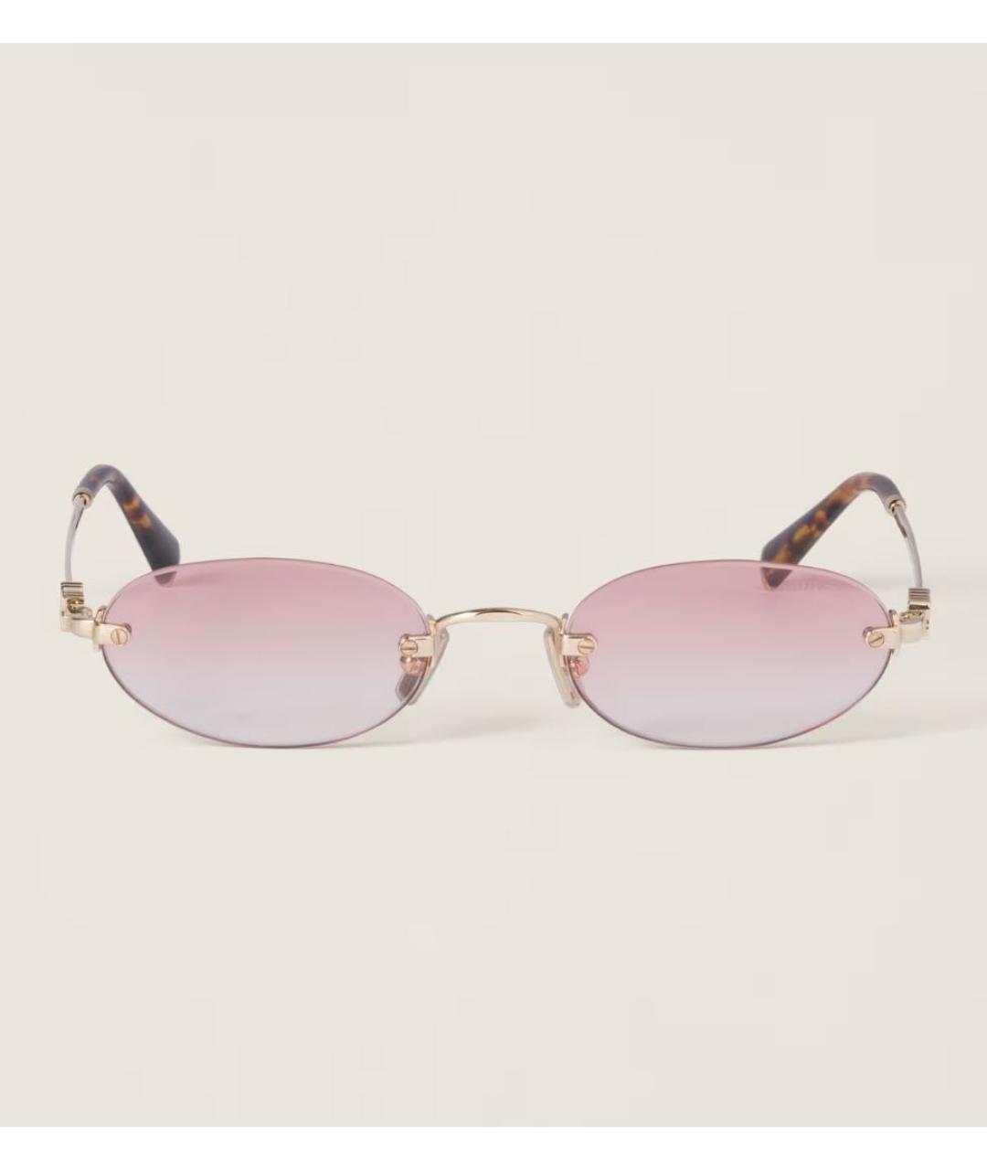 MIU MIU Розовые металлические солнцезащитные очки, фото 3