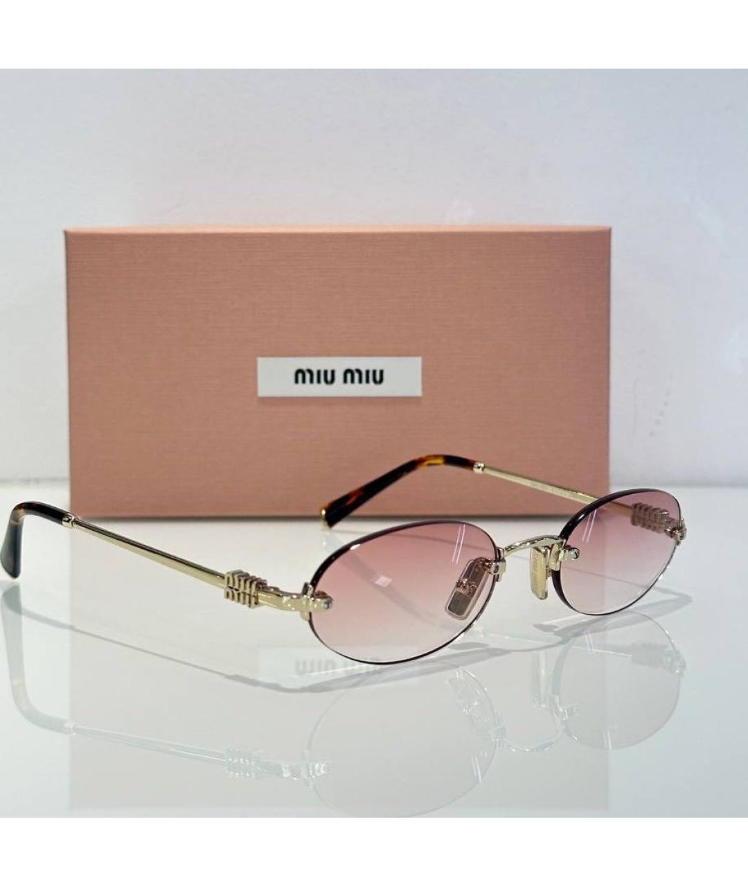 MIU MIU Розовые металлические солнцезащитные очки, фото 2