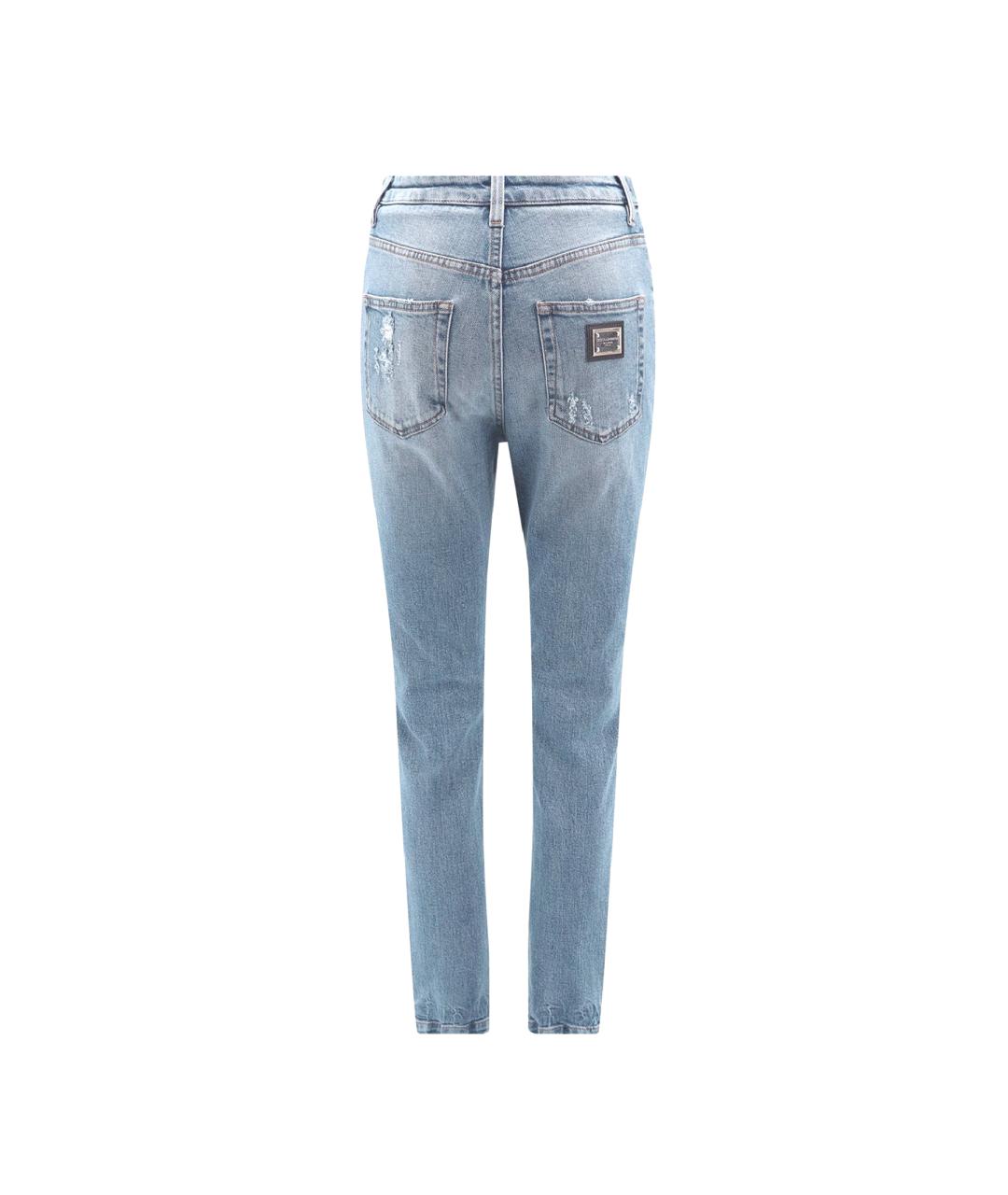 DOLCE&GABBANA Голубые хлопко-эластановые джинсы слим, фото 2