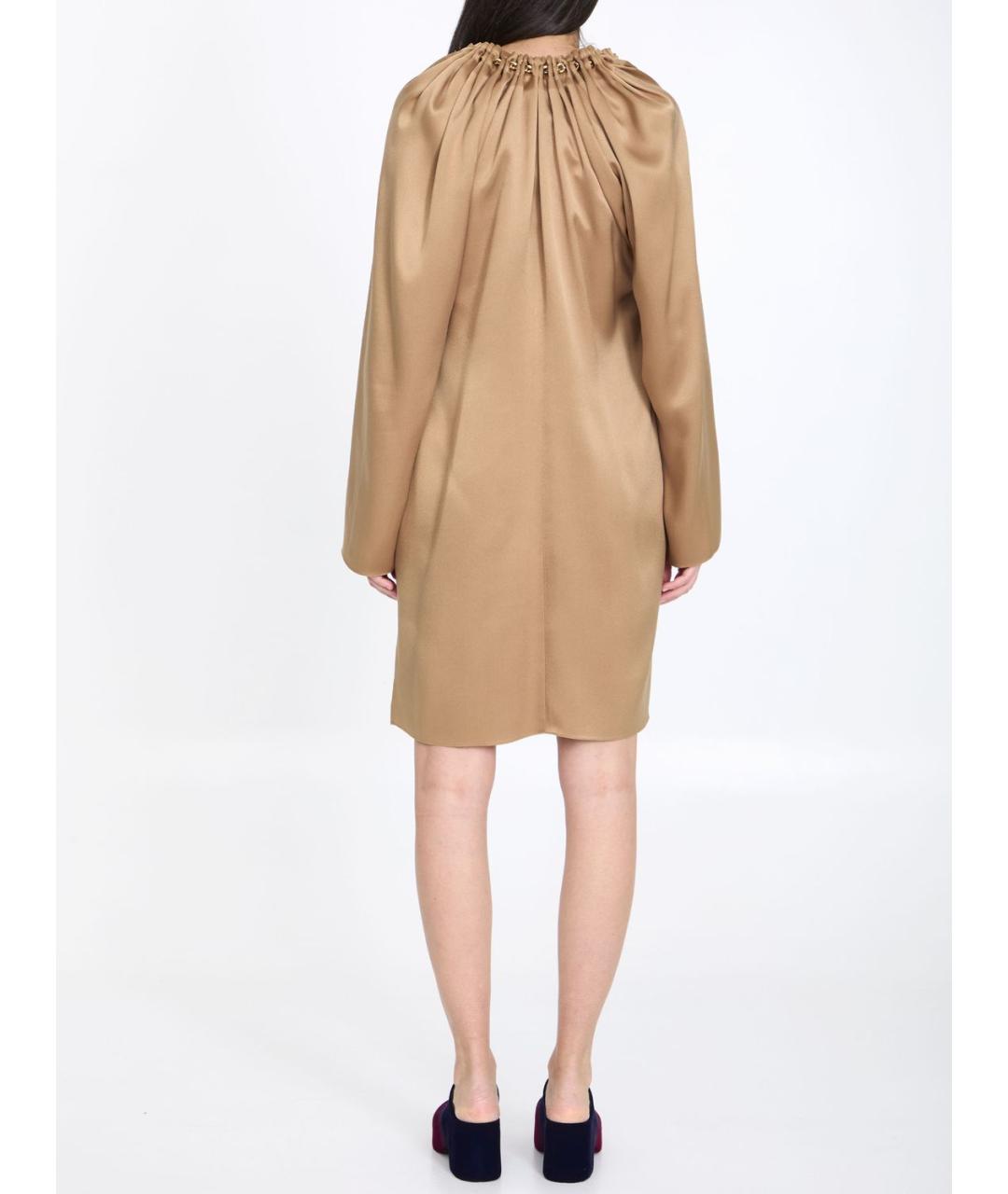 LOEWE Бежевое шелковое повседневное платье, фото 3