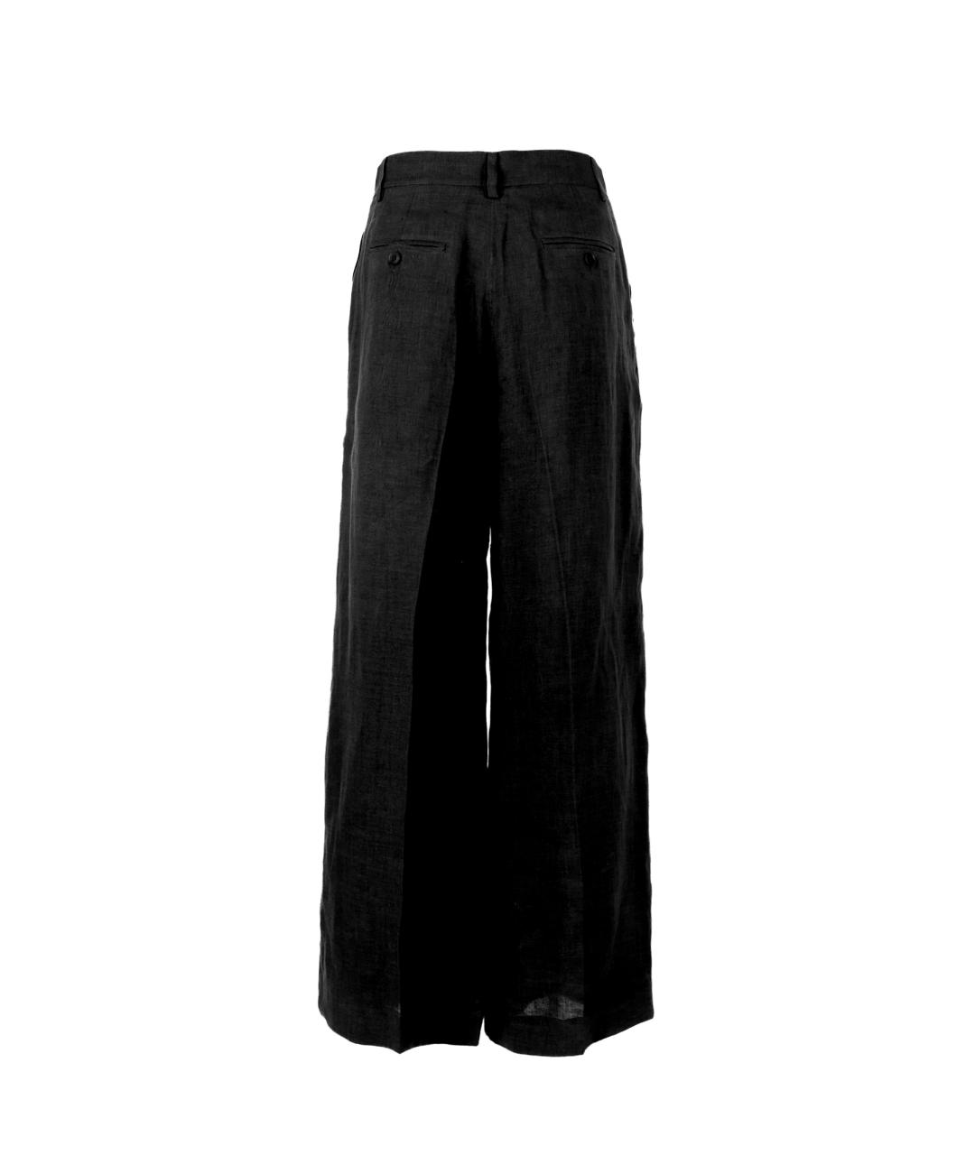 WEEKEND MAX MARA Черные льняные прямые брюки, фото 2