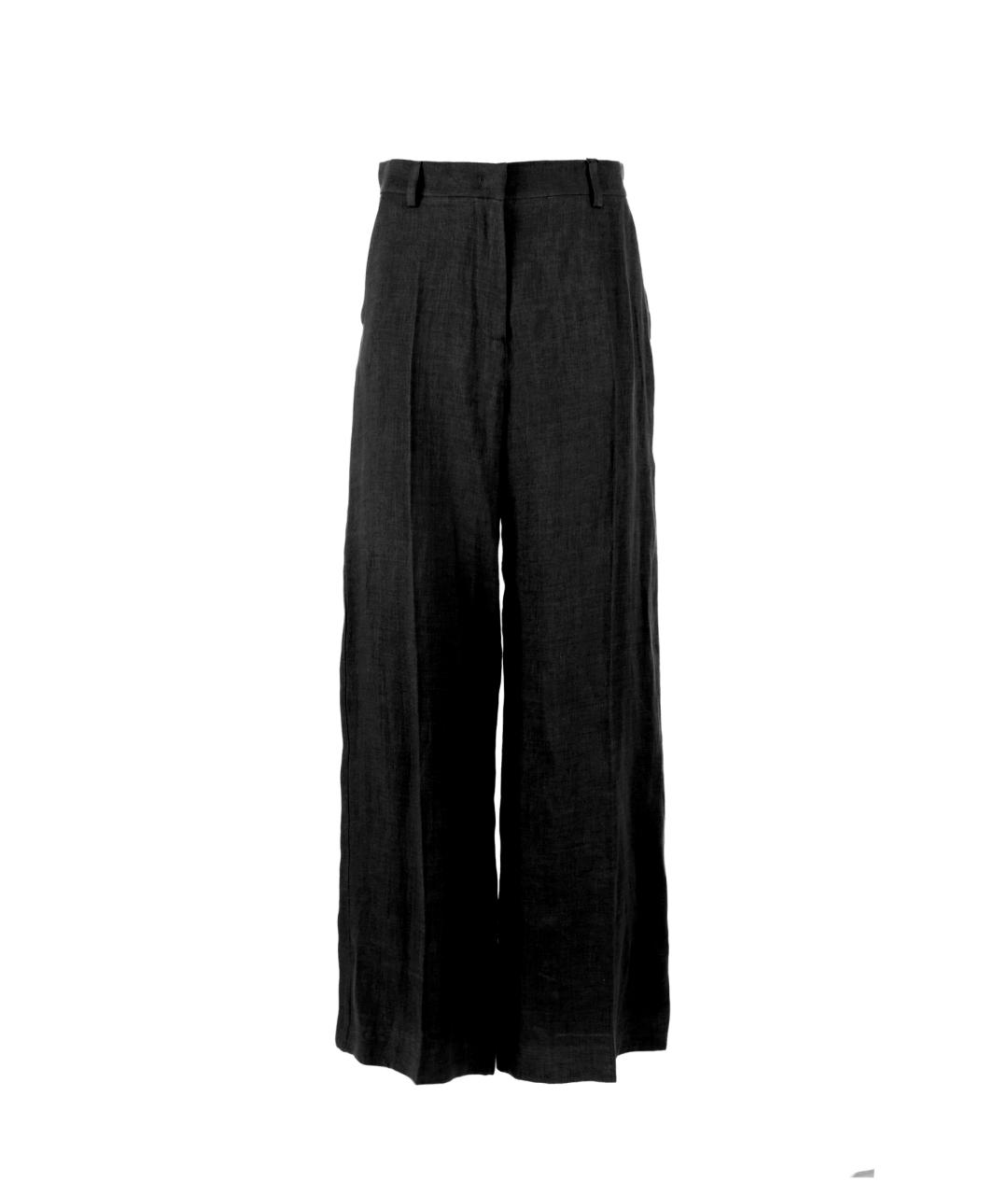 WEEKEND MAX MARA Черные льняные прямые брюки, фото 1