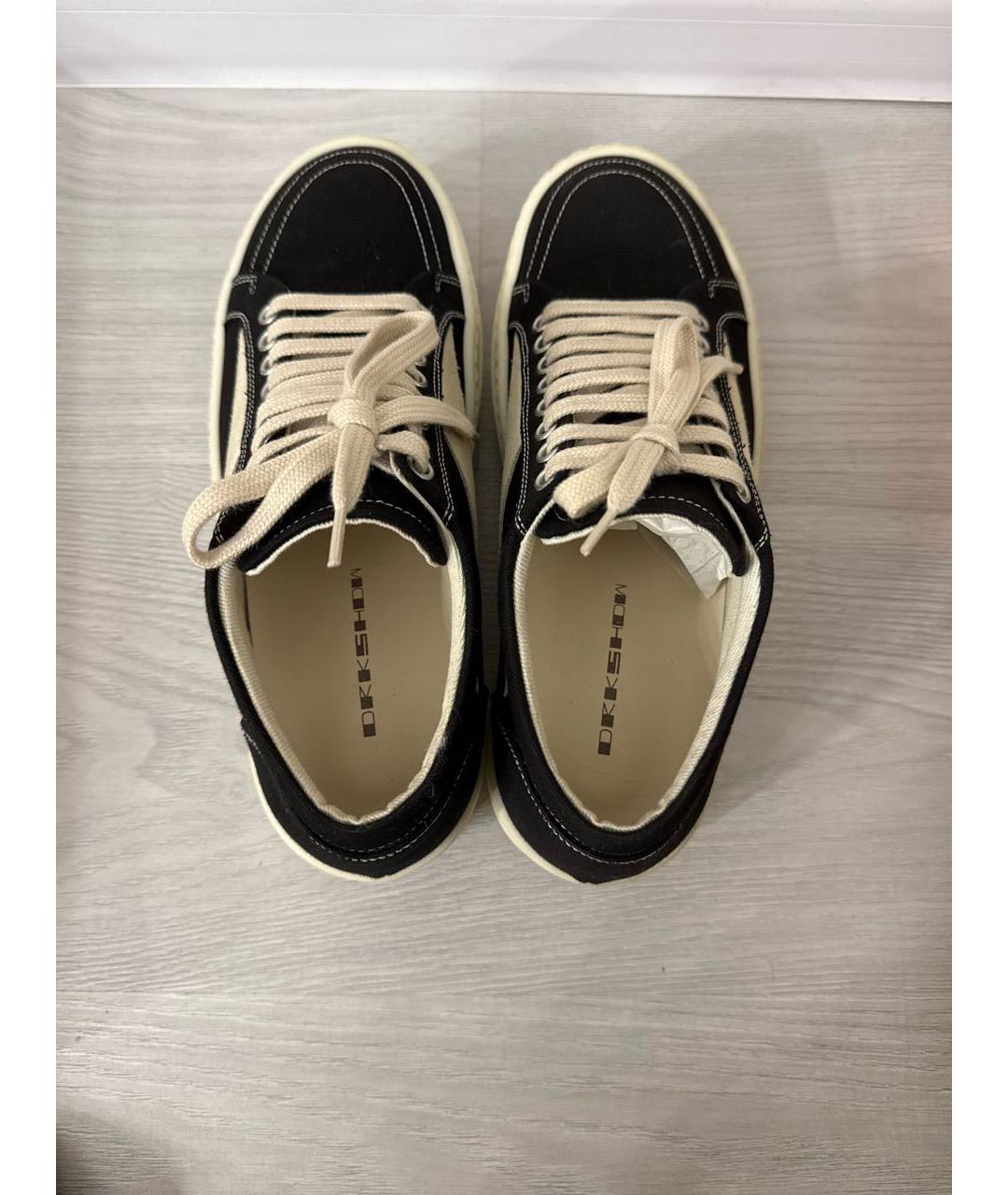 RICK OWENS DRKSHDW Черные текстильные кеды, фото 3