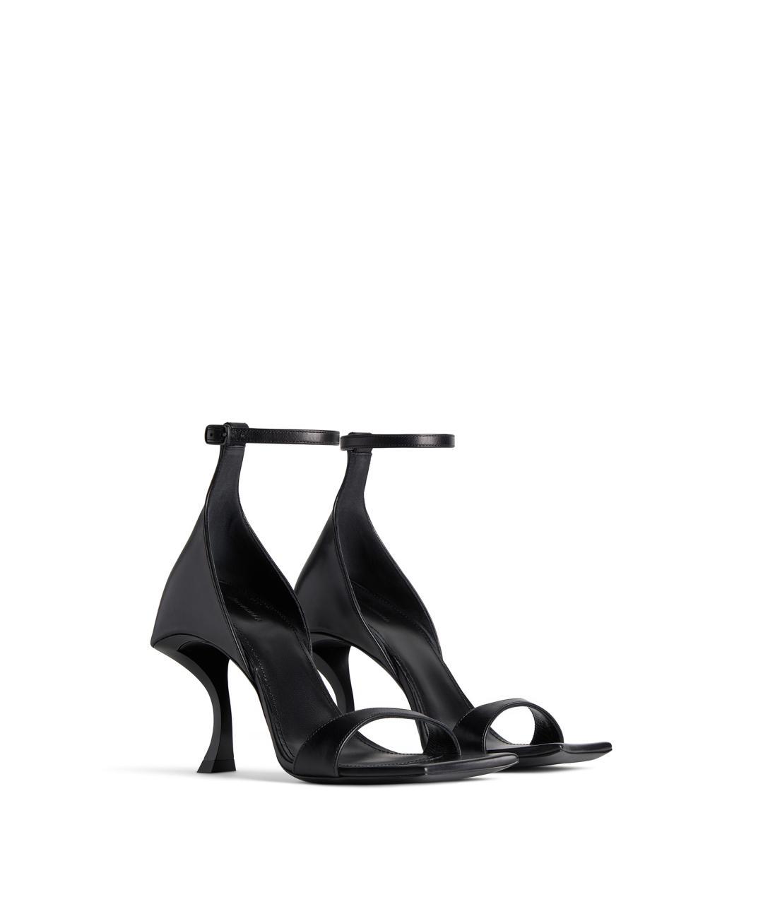 BALENCIAGA Черные кожаные босоножки, фото 2