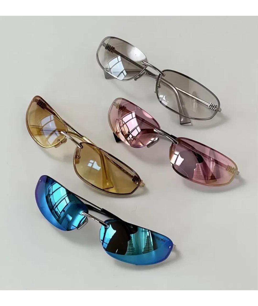 MIU MIU Серебряные металлические солнцезащитные очки, фото 2