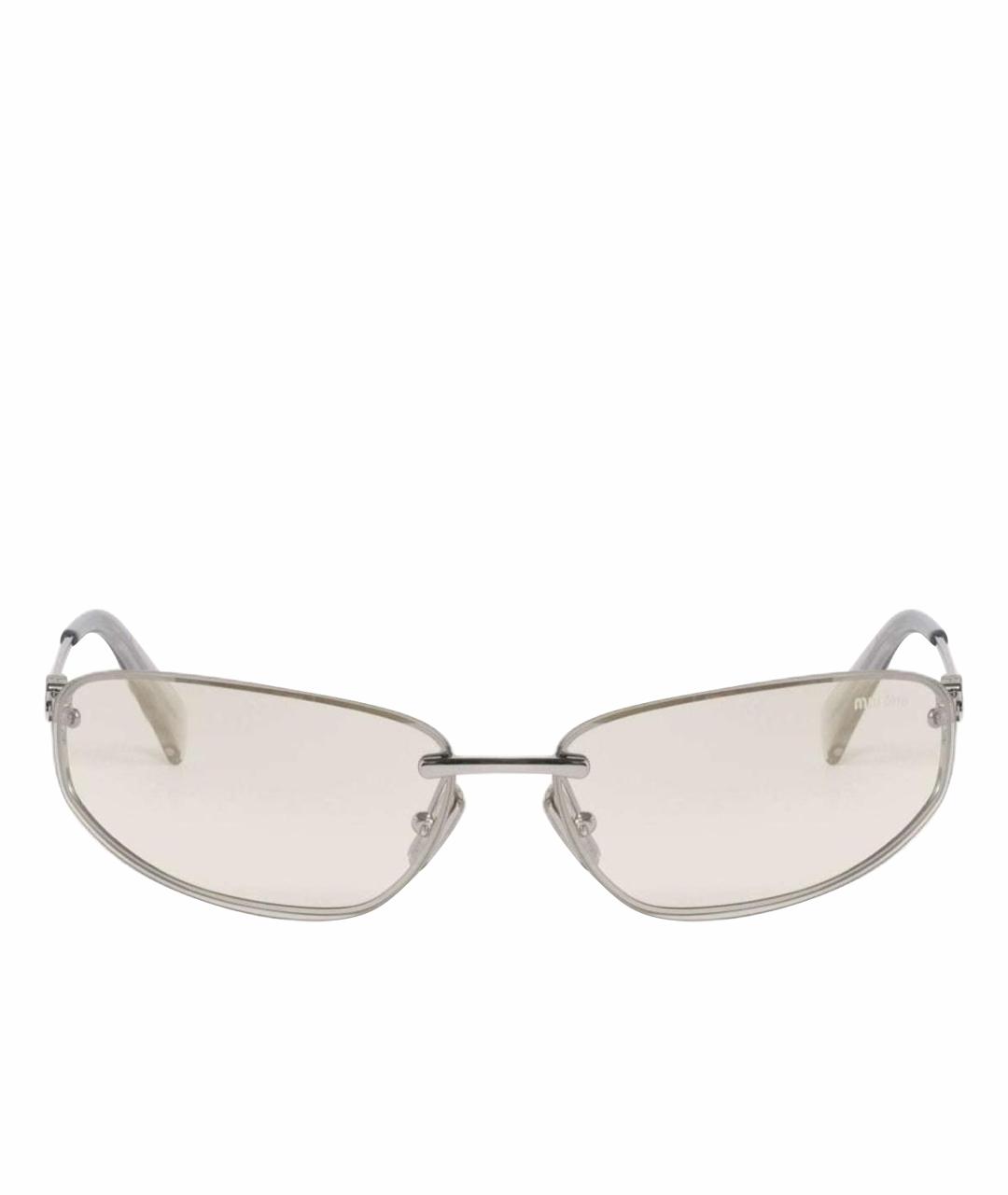 MIU MIU Серебряные металлические солнцезащитные очки, фото 1
