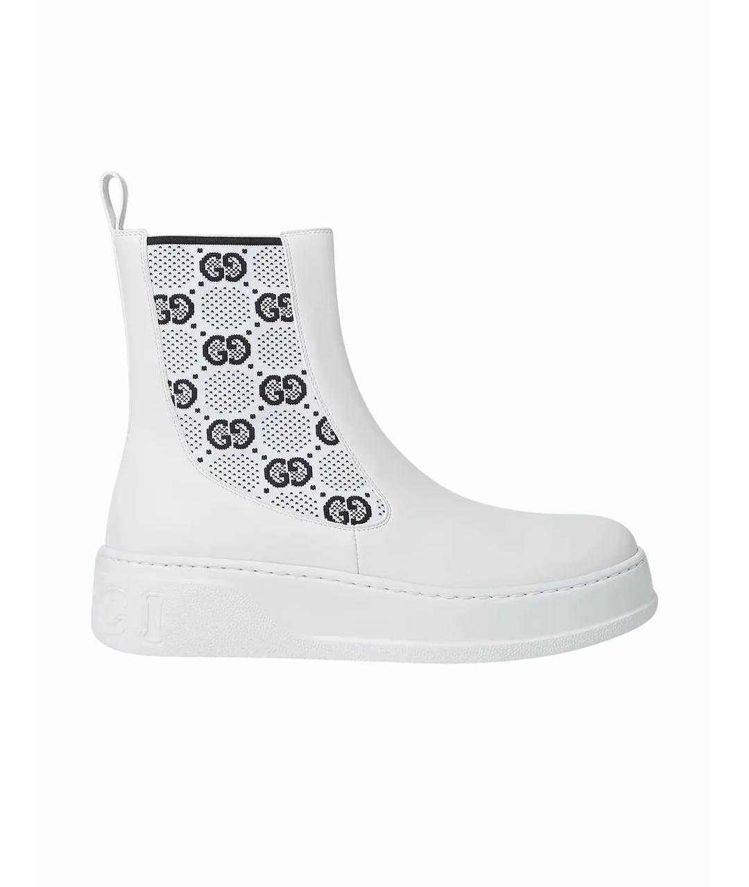 GUCCI Белые кожаные ботинки, фото 1