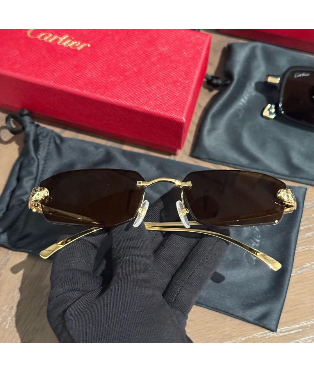 CARTIER Золотые металлические солнцезащитные очки, фото 2