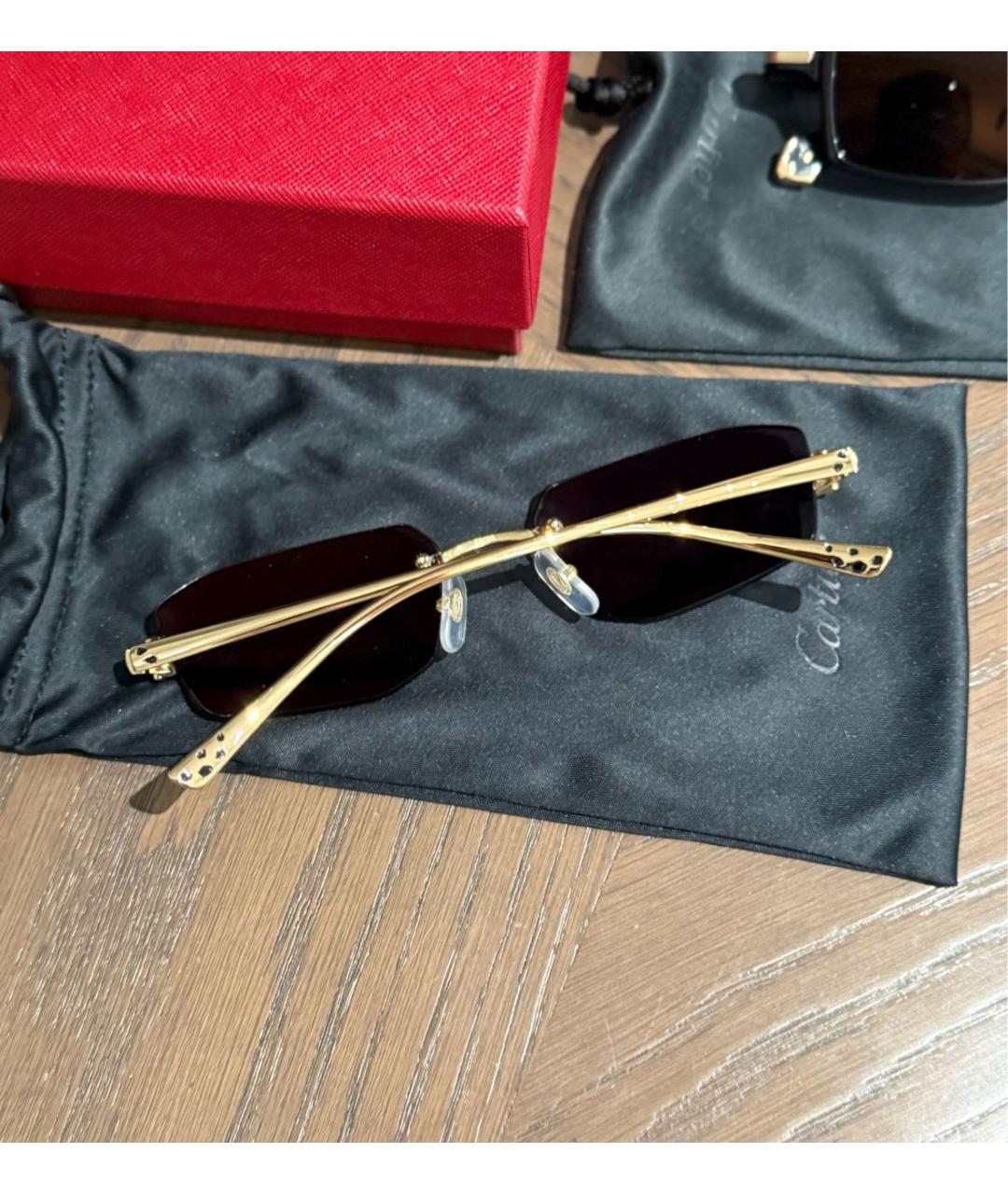 CARTIER Золотые металлические солнцезащитные очки, фото 3