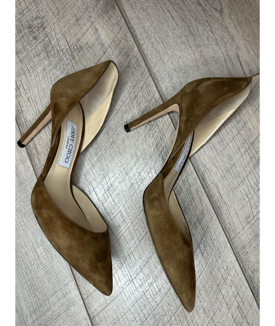 JIMMY CHOO Коричневые замшевые туфли, фото 4