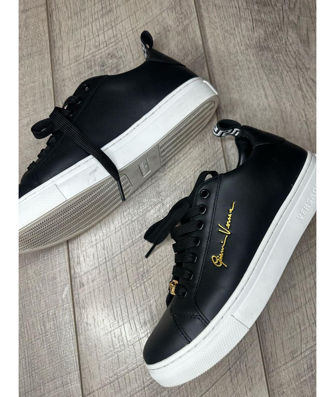 VERSACE JEANS COUTURE Черные кожаные кеды, фото 4