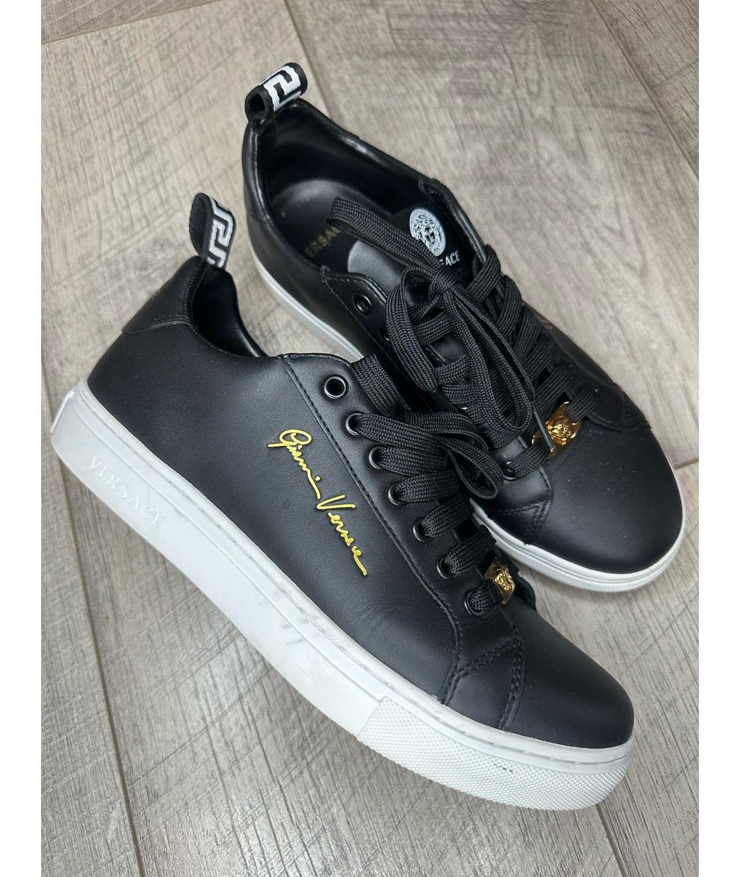 VERSACE JEANS COUTURE Черные кожаные кеды, фото 2