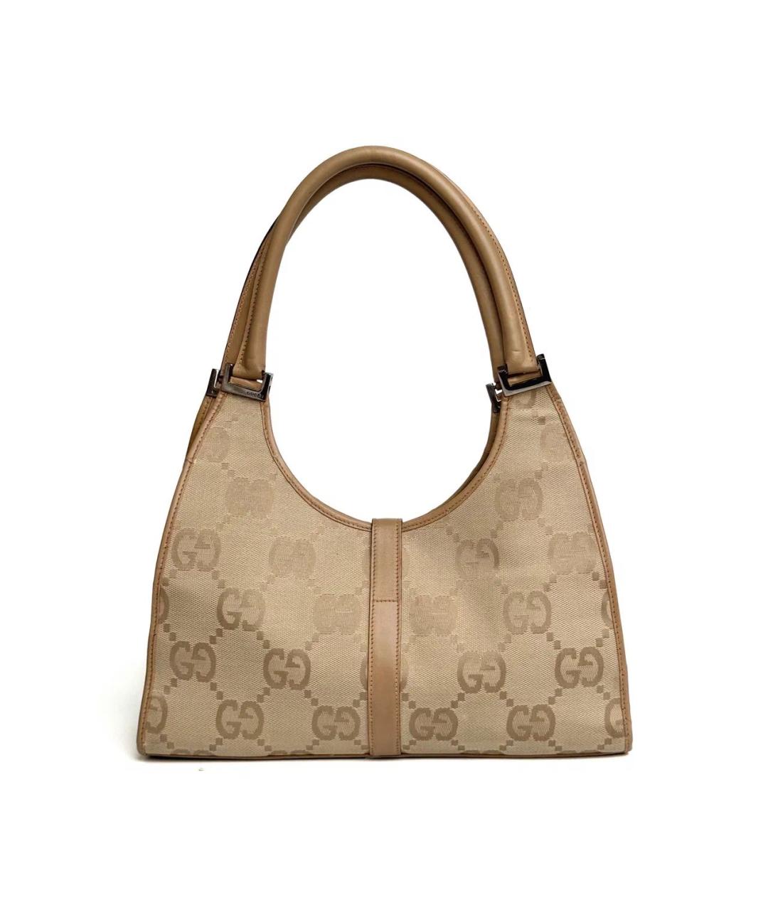 GUCCI Бежевая тканевая сумка с короткими ручками, фото 2