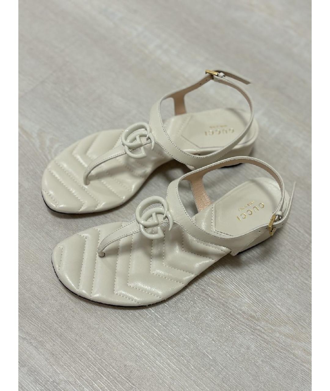 GUCCI Белые кожаные сандалии, фото 3