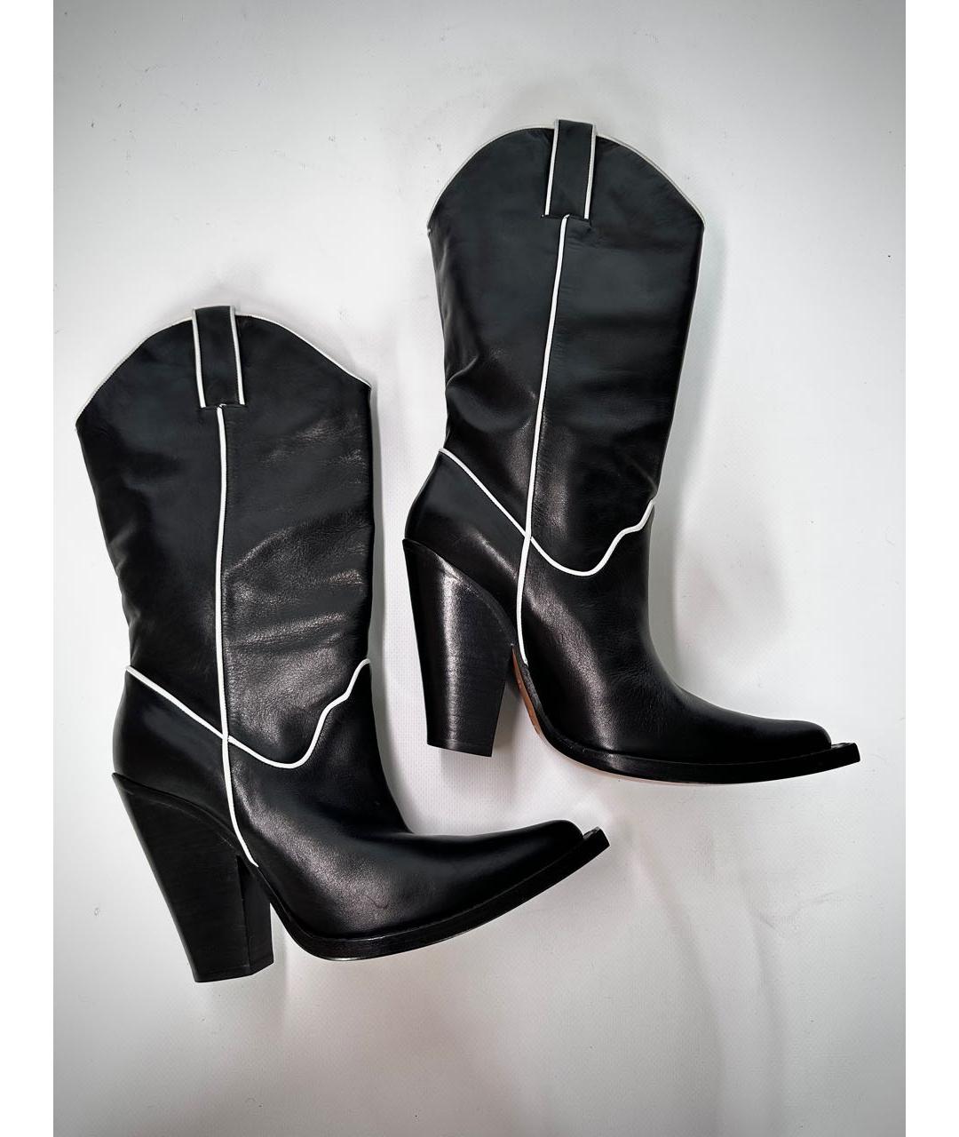 MAISON MARGIELA Черные кожаные сапоги, фото 9