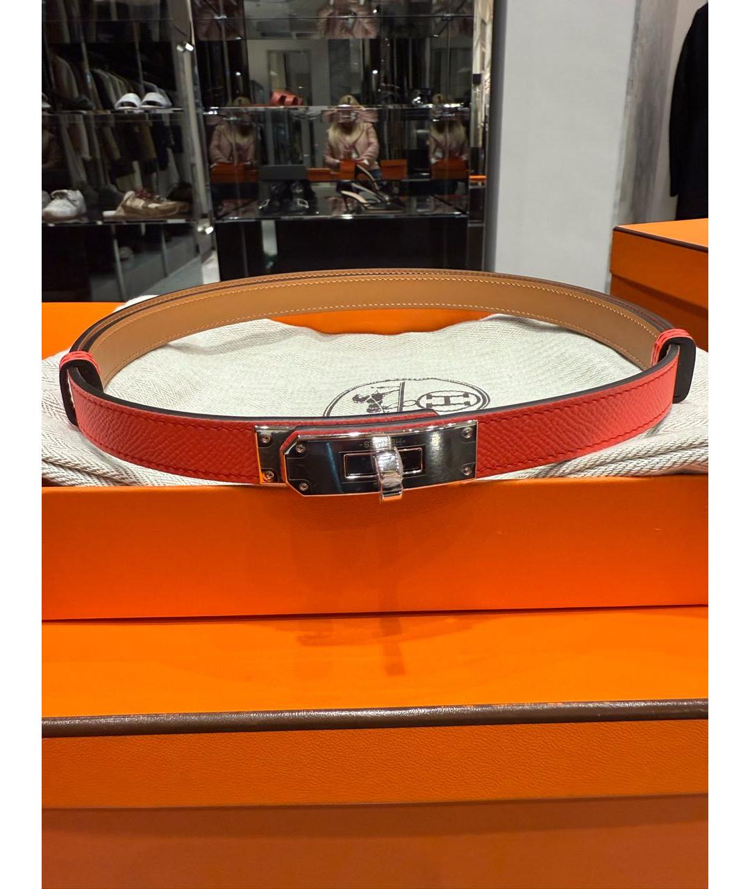 HERMES Красный кожаный ремень, фото 4