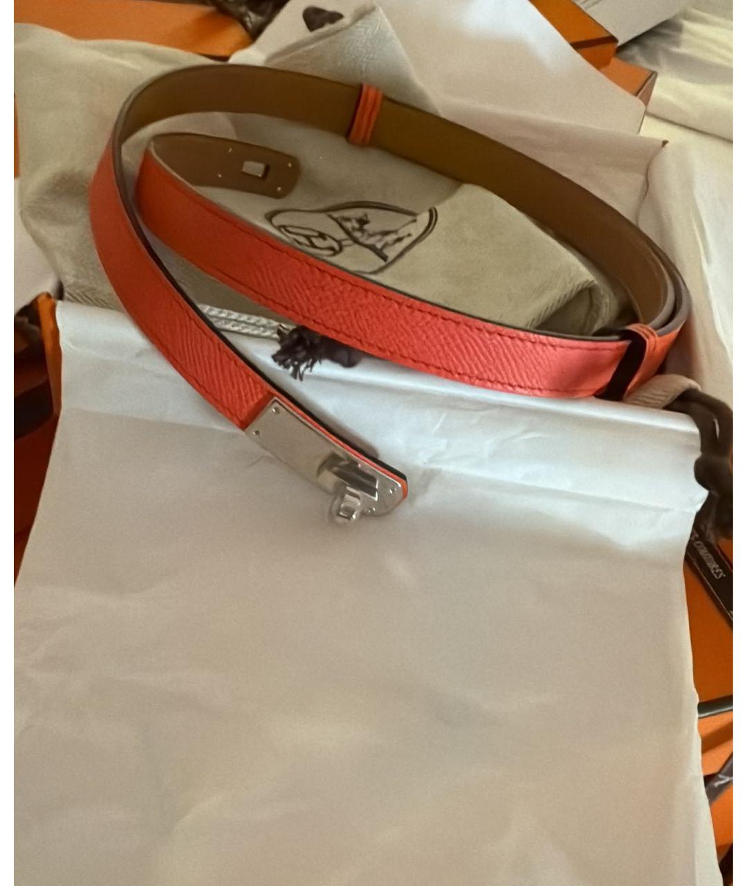 HERMES Красный кожаный ремень, фото 6