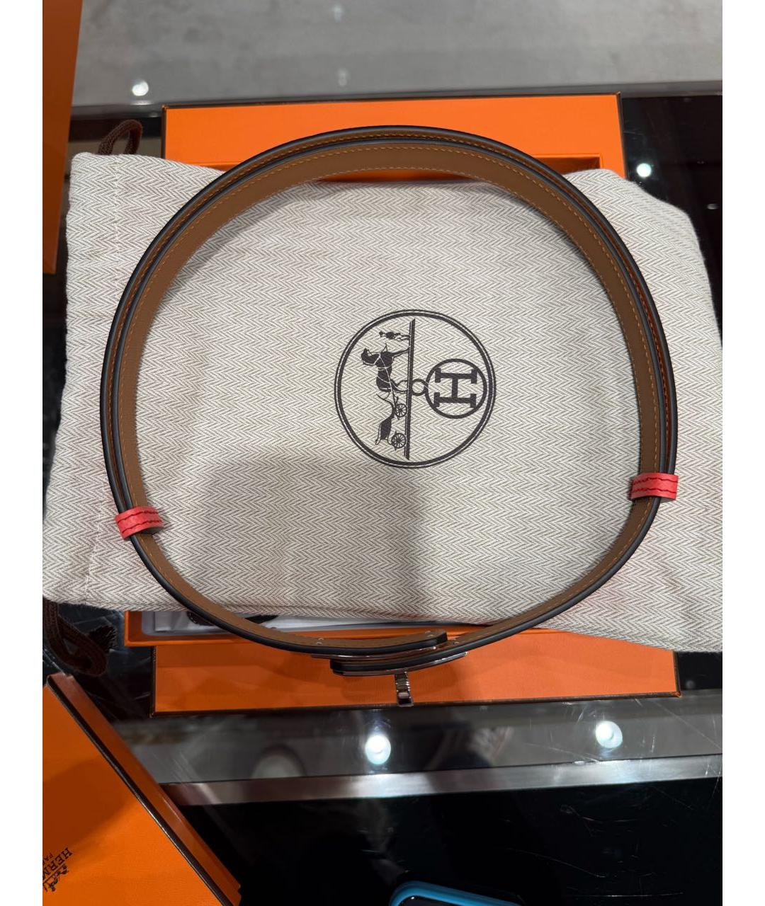 HERMES Красный кожаный ремень, фото 5