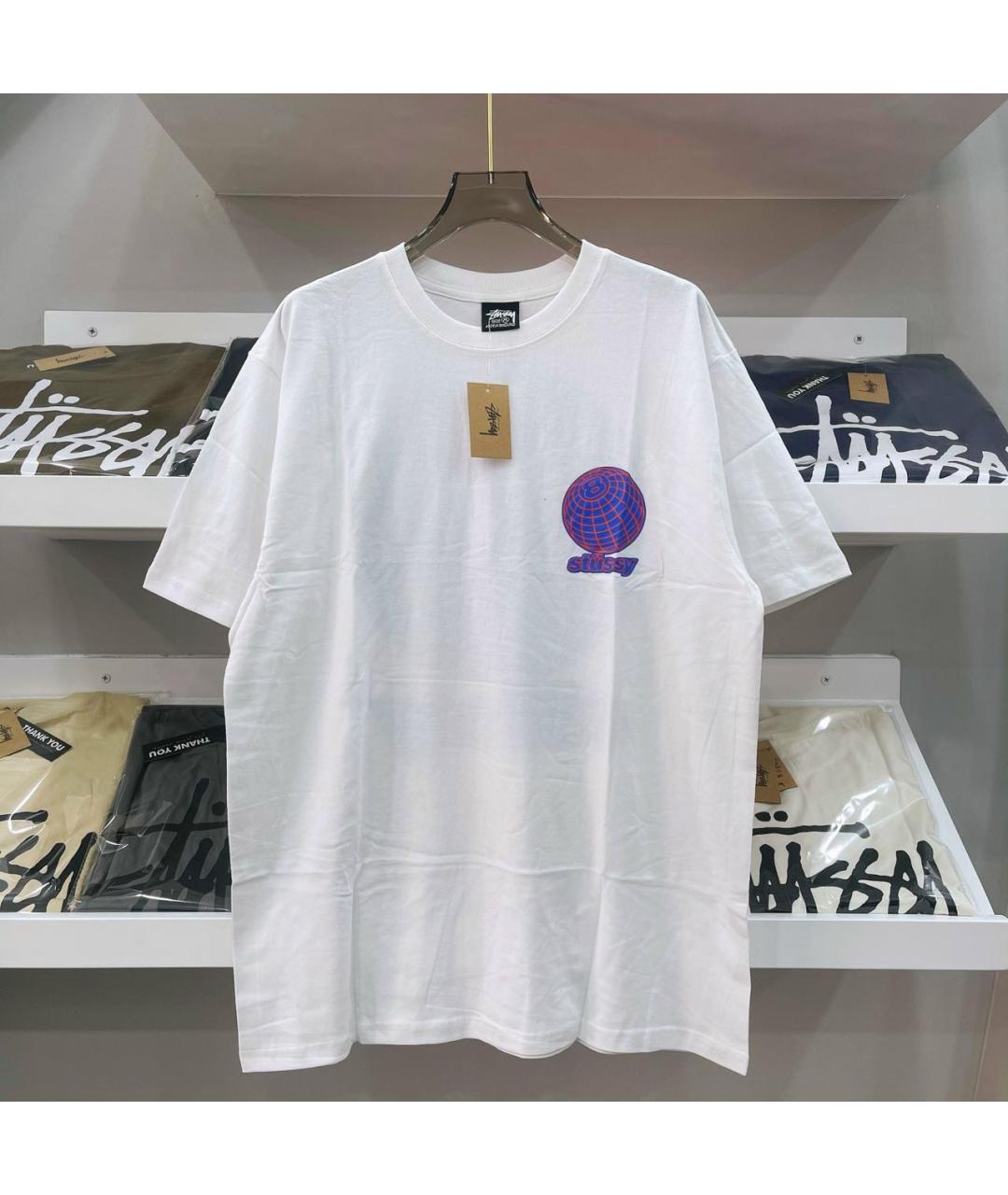 STUSSY Белая хлопковая футболка, фото 5