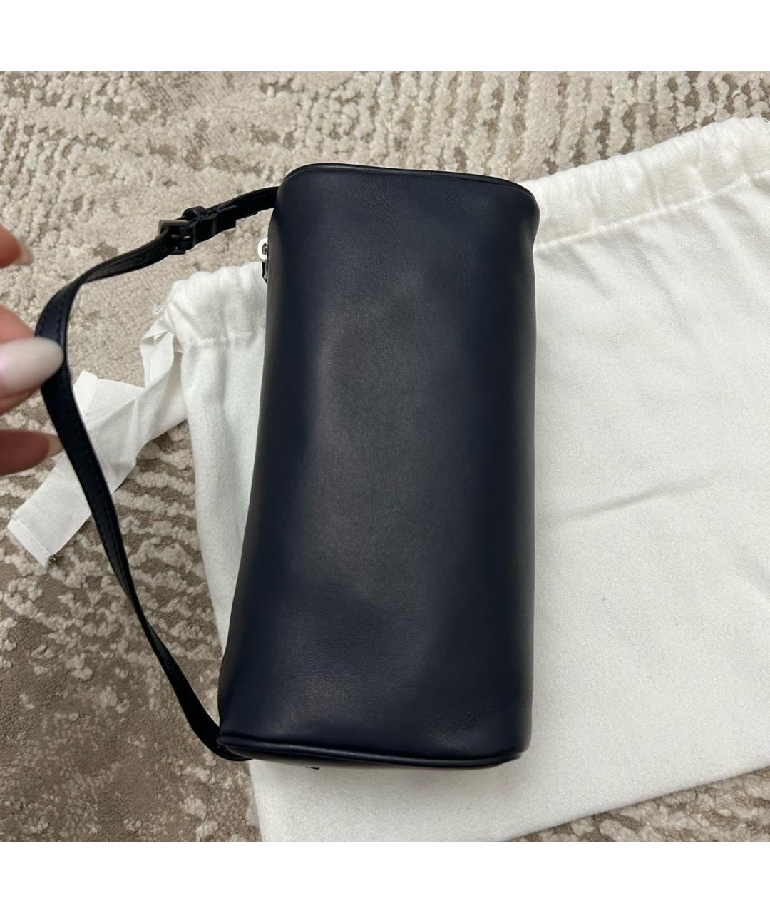 THE ROW Темно-синяя кожаная сумка с короткими ручками, фото 2