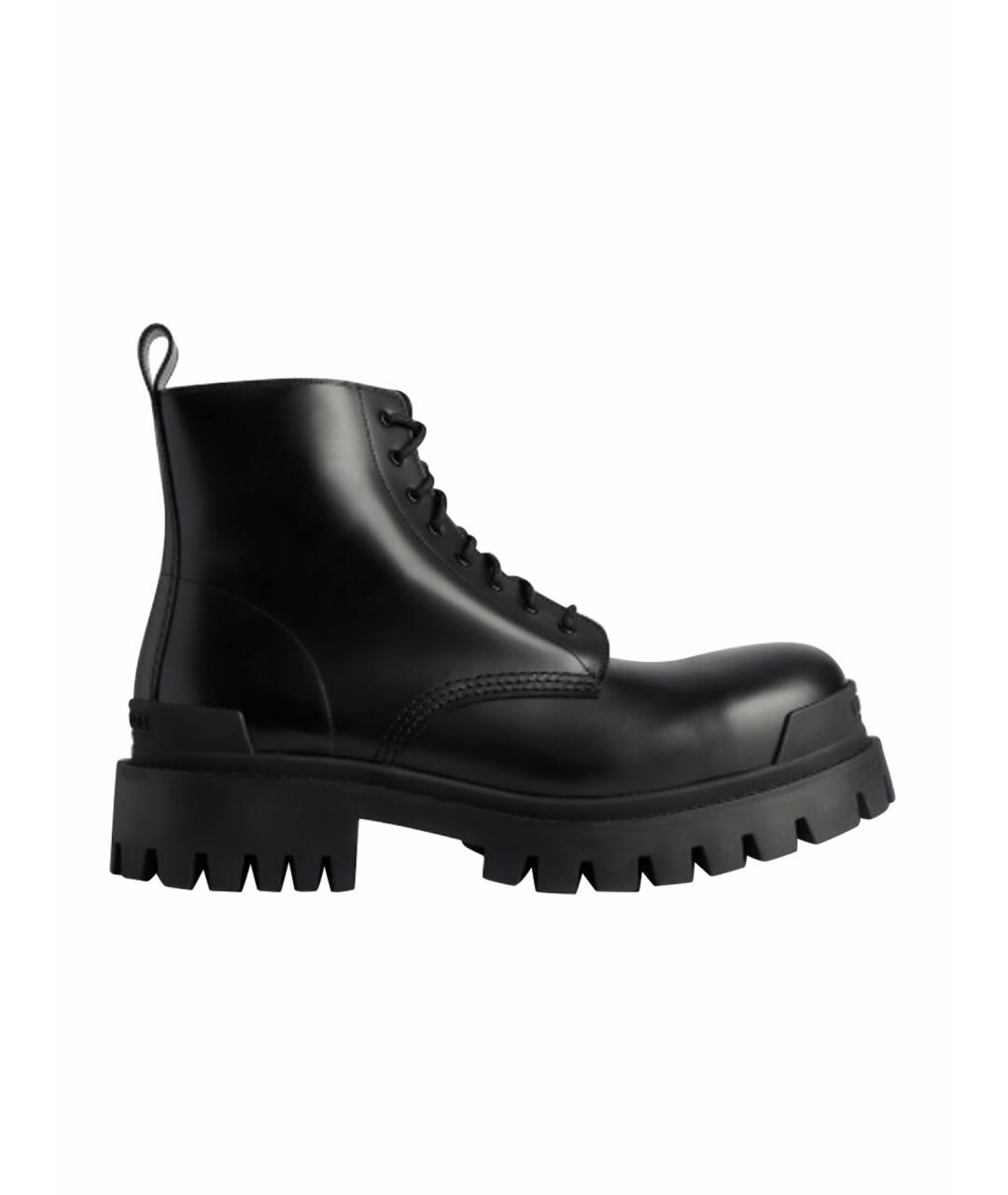 BALENCIAGA Черные кожаные ботинки, фото 1