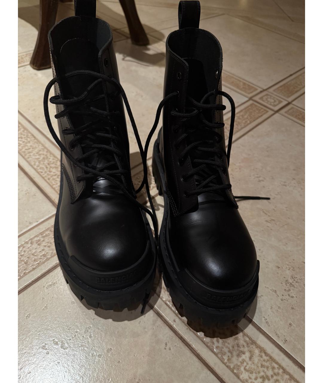 BALENCIAGA Черные кожаные ботинки, фото 2