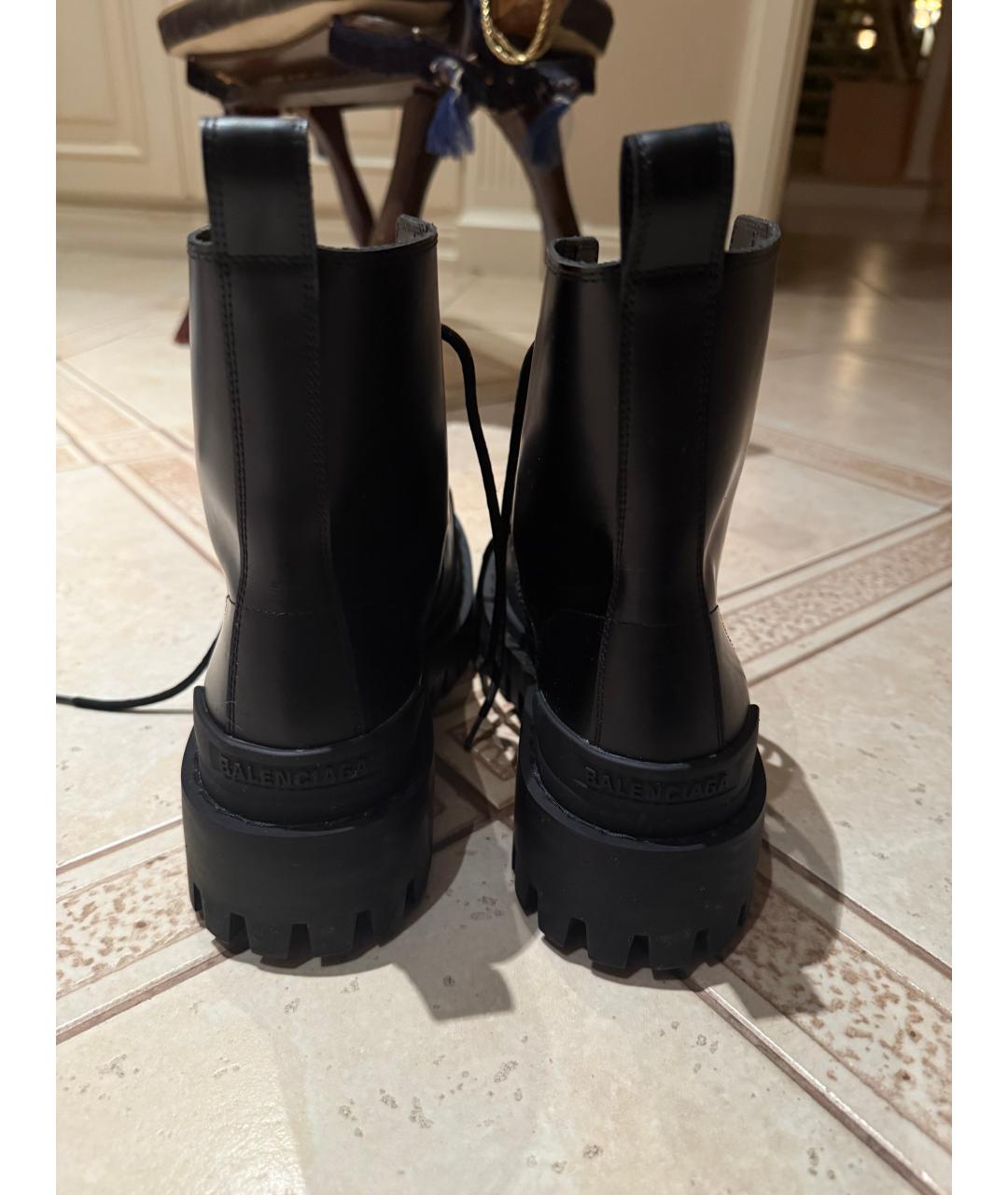 BALENCIAGA Черные кожаные ботинки, фото 3