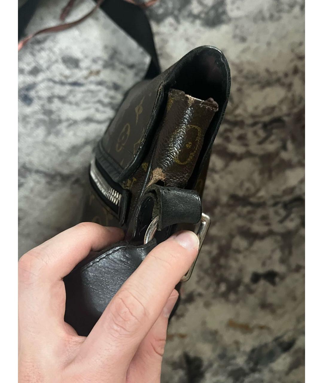 LOUIS VUITTON Коричневая кожаная сумка на плечо, фото 6
