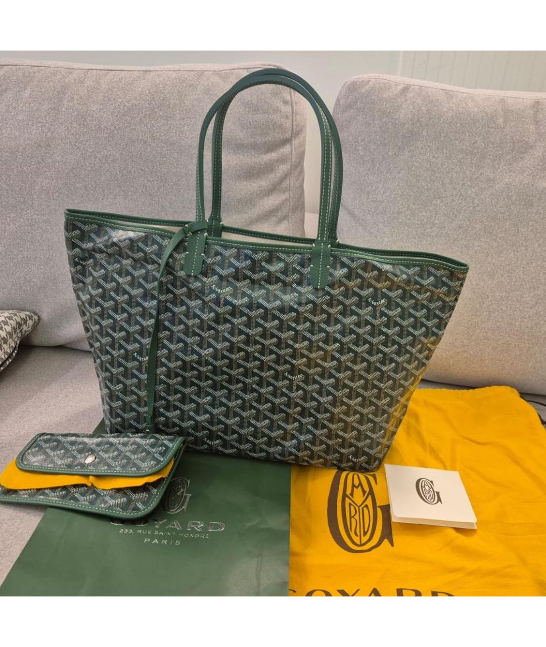 GOYARD Зеленая кожаная сумка тоут, фото 3