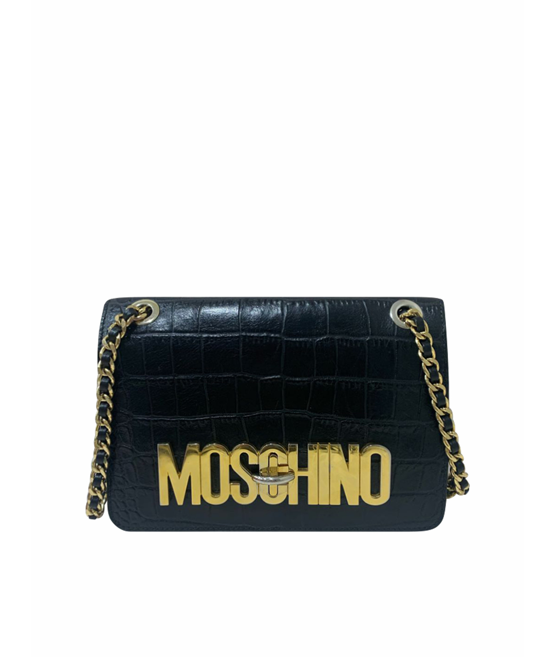 MOSCHINO Черная кожаная сумка тоут, фото 1