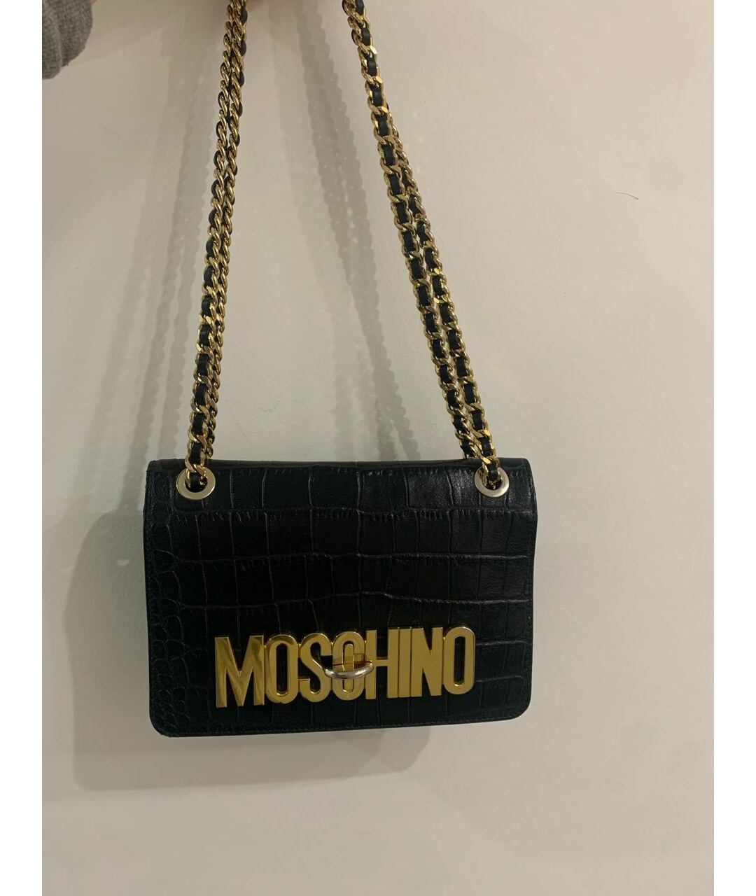 MOSCHINO Черная кожаная сумка тоут, фото 2