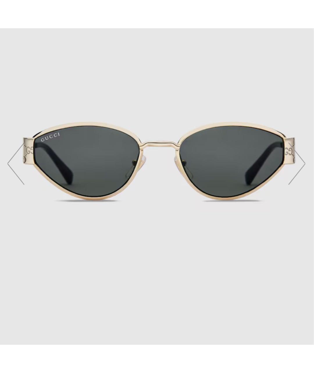 GUCCI Золотые металлические солнцезащитные очки, фото 8