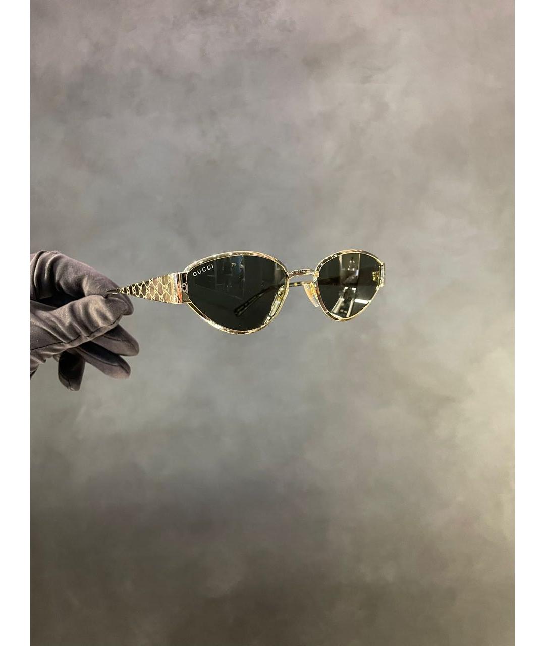 GUCCI Золотые металлические солнцезащитные очки, фото 3