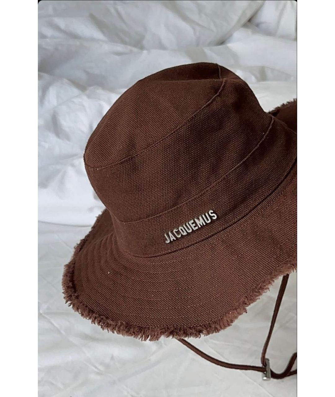 JACQUEMUS Коричневая хлопковая панама, фото 5