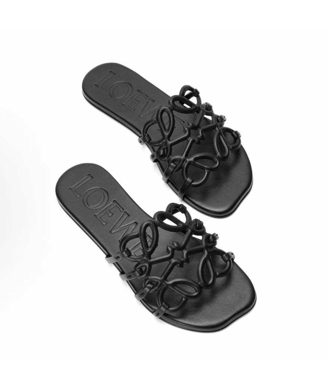 LOEWE Черные шлепанцы, фото 4