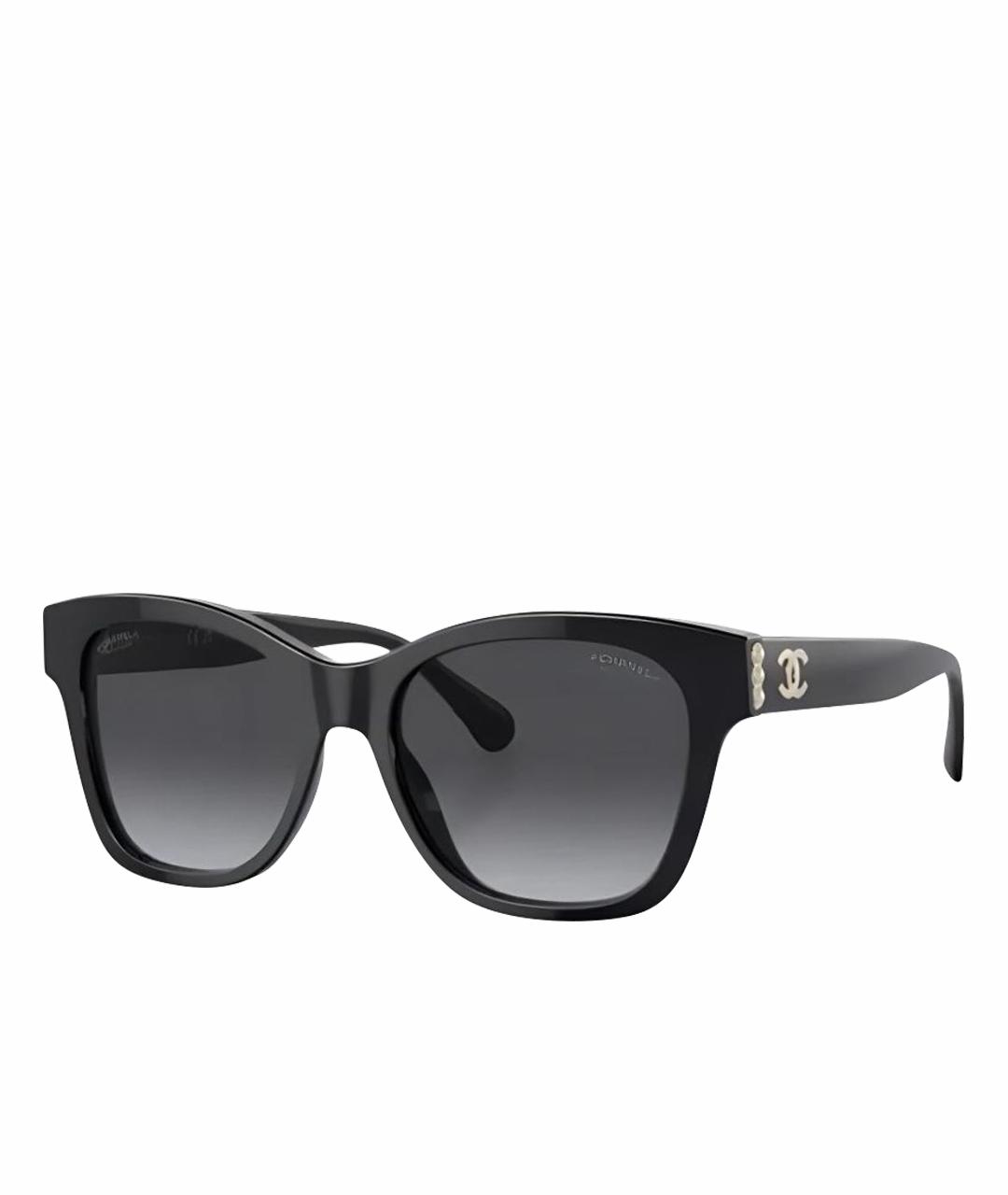 CHANEL Черные пластиковые солнцезащитные очки, фото 1