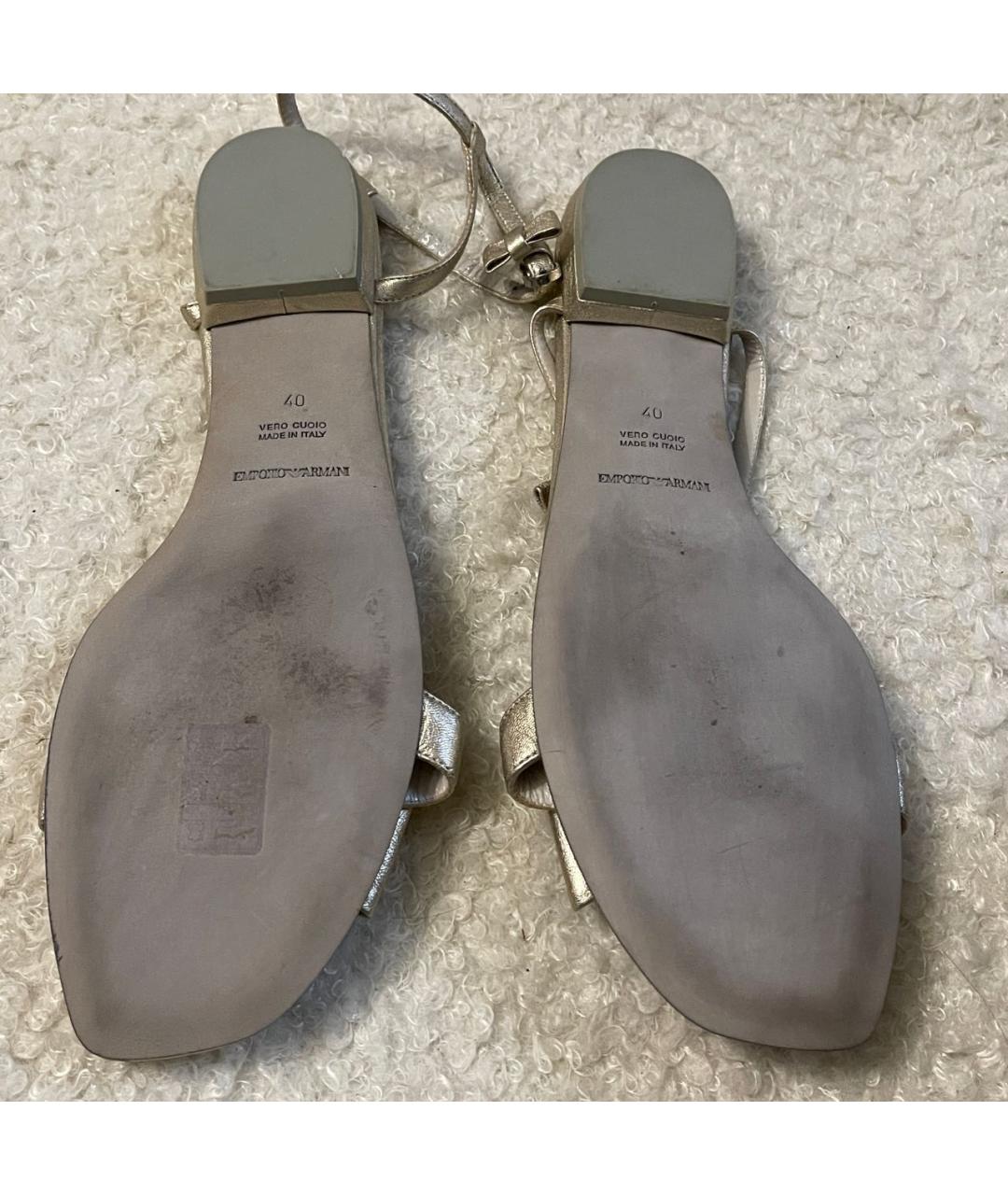 EMPORIO ARMANI Золотые кожаные босоножки, фото 5