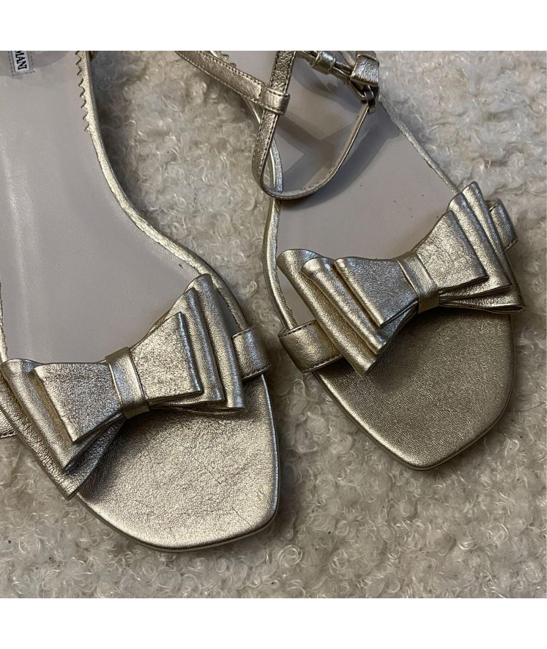 EMPORIO ARMANI Золотые кожаные босоножки, фото 3