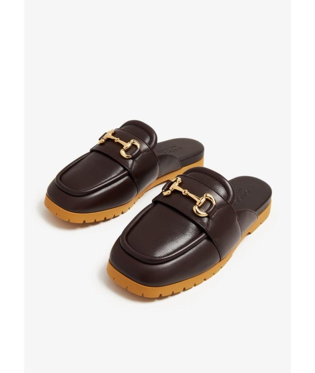 GUCCI Коричневые кожаные мюли, фото 6