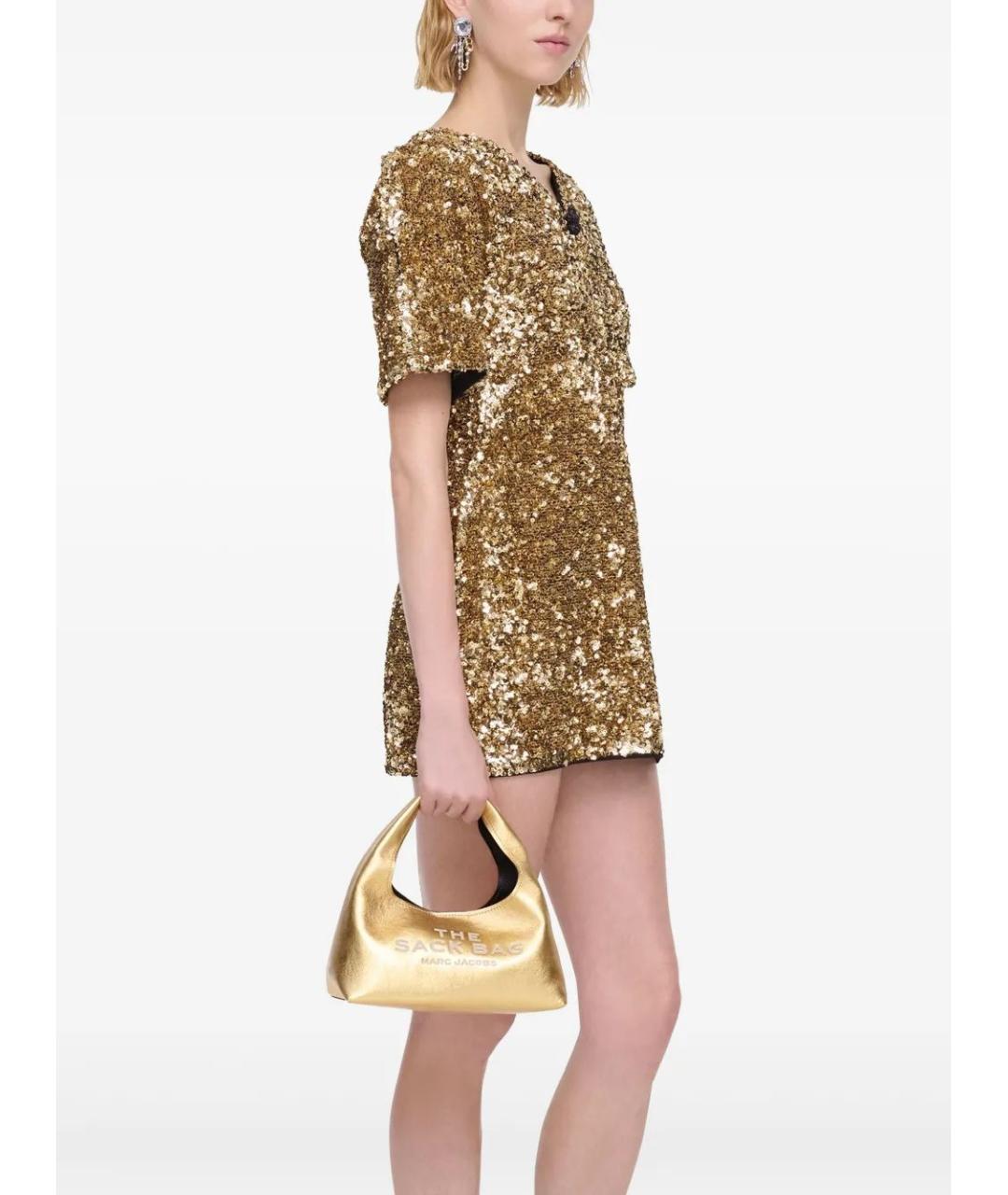 MARC JACOBS Золотая кожаная сумка с короткими ручками, фото 2