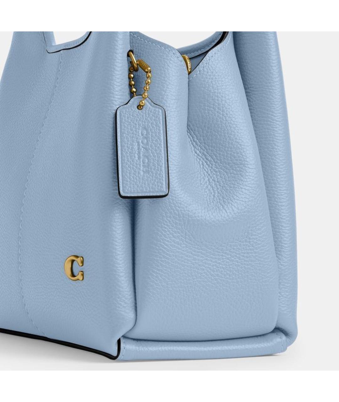 COACH Голубая кожаная сумка тоут, фото 5