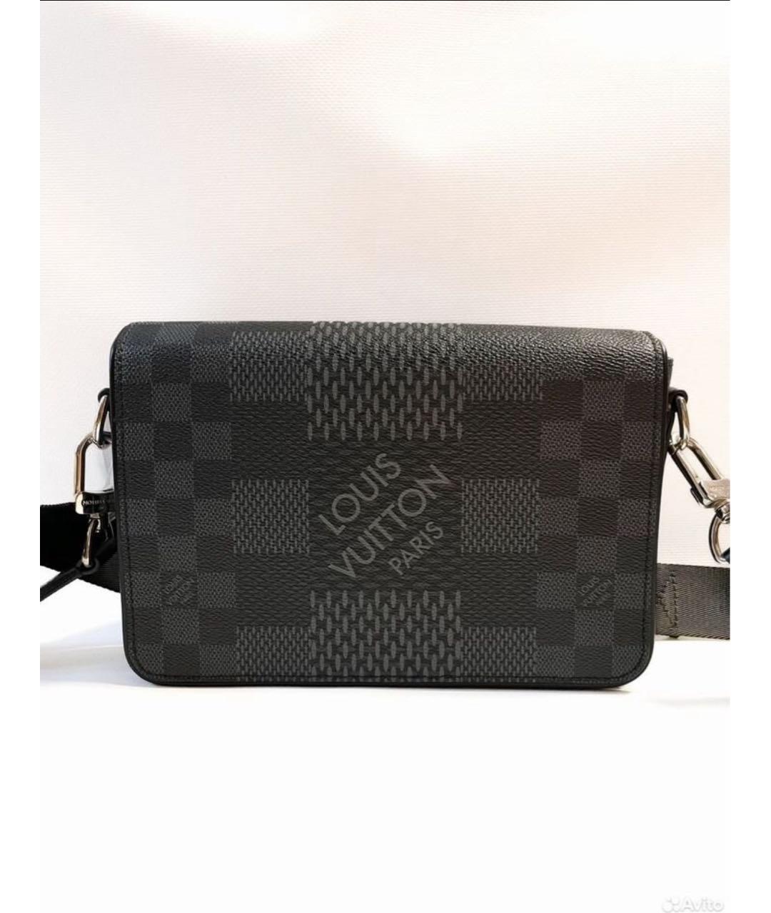 LOUIS VUITTON Черная кожаная сумка на плечо, фото 5