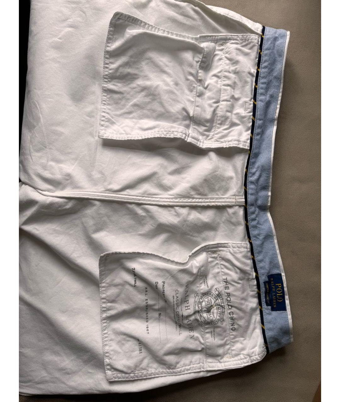 POLO RALPH LAUREN Белые хлопковые брюки чинос, фото 3