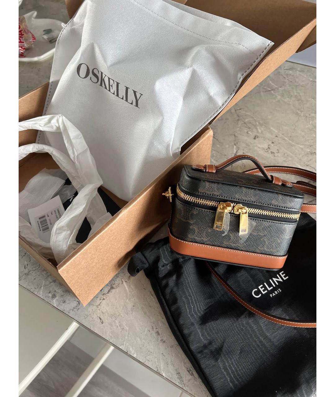 CELINE Коричневая кожаная сумка через плечо, фото 5