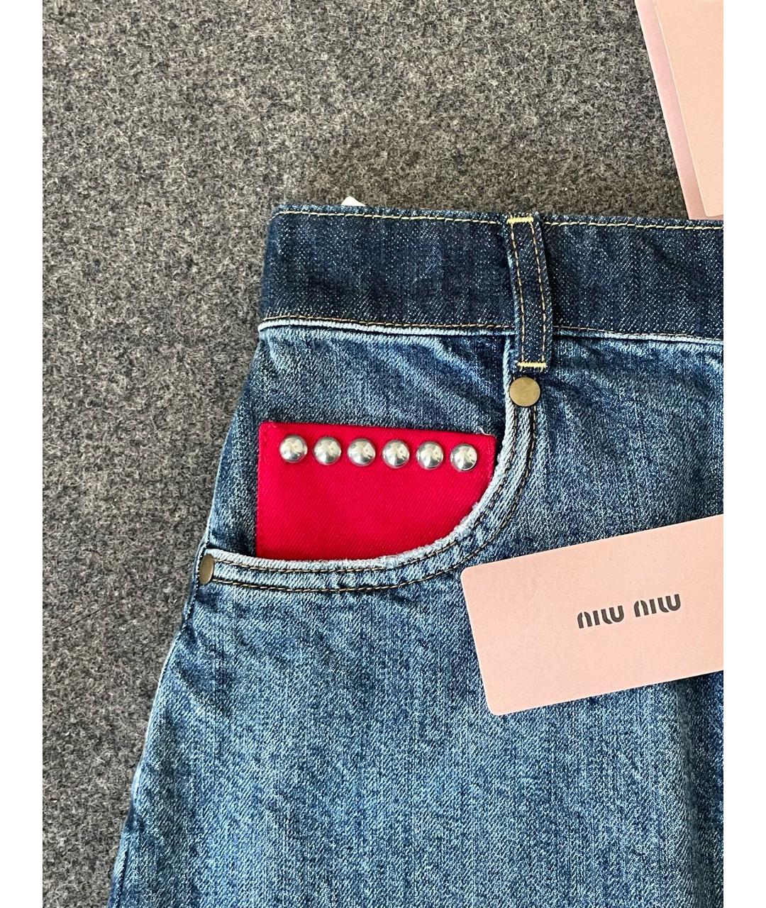 MIU MIU Синяя деним юбка мини, фото 4