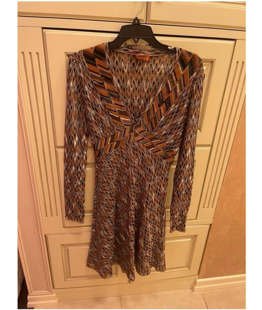 MISSONI Коричневое вискозное повседневное платье, фото 5