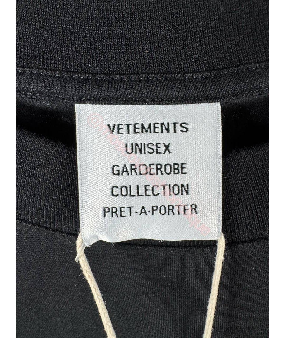VETEMENTS Черная хлопковая футболка, фото 5