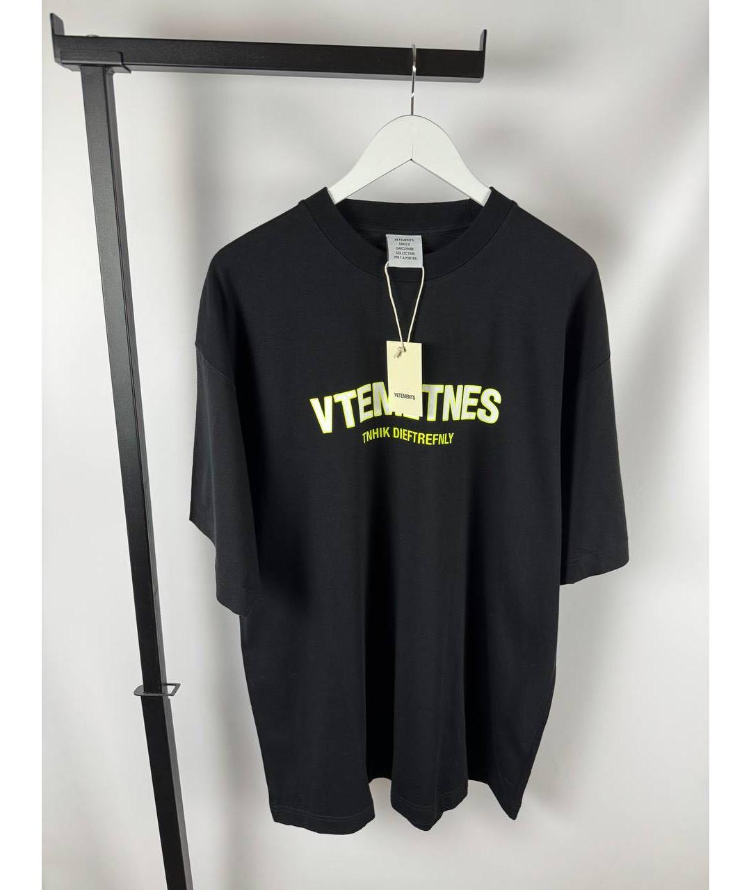 VETEMENTS Черная хлопковая футболка, фото 2